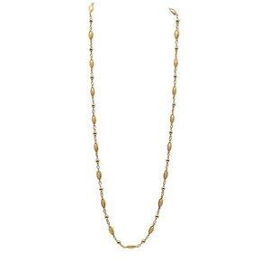 Napier Gold Tone Open Cage Faux Pearl Beaded Link Necklace 24"